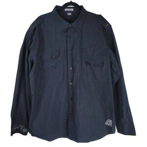 Artful Dodger Y2K Graphic Button Down Shirt Black Mens 3XL